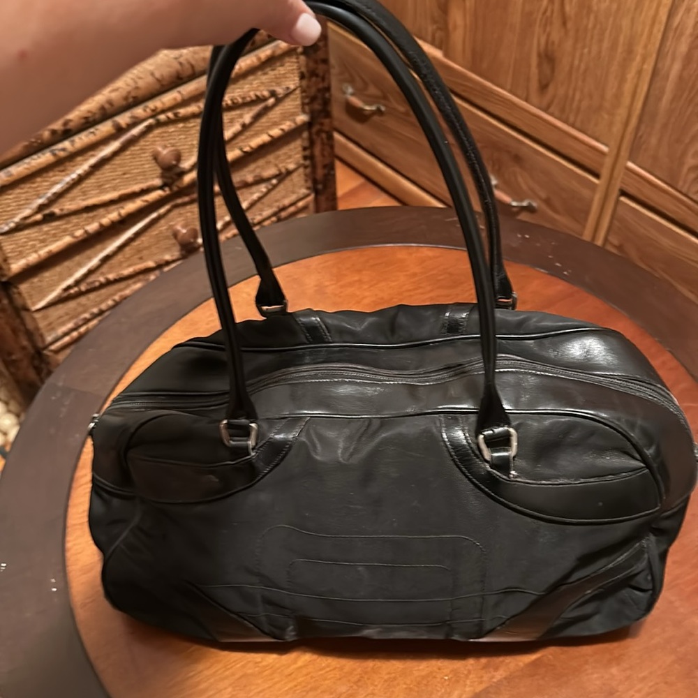 ๐บ ๐บ Vintage PRADA BAG IN BLACK COMBINATION WITH LEATHER - Picture 1 of 10